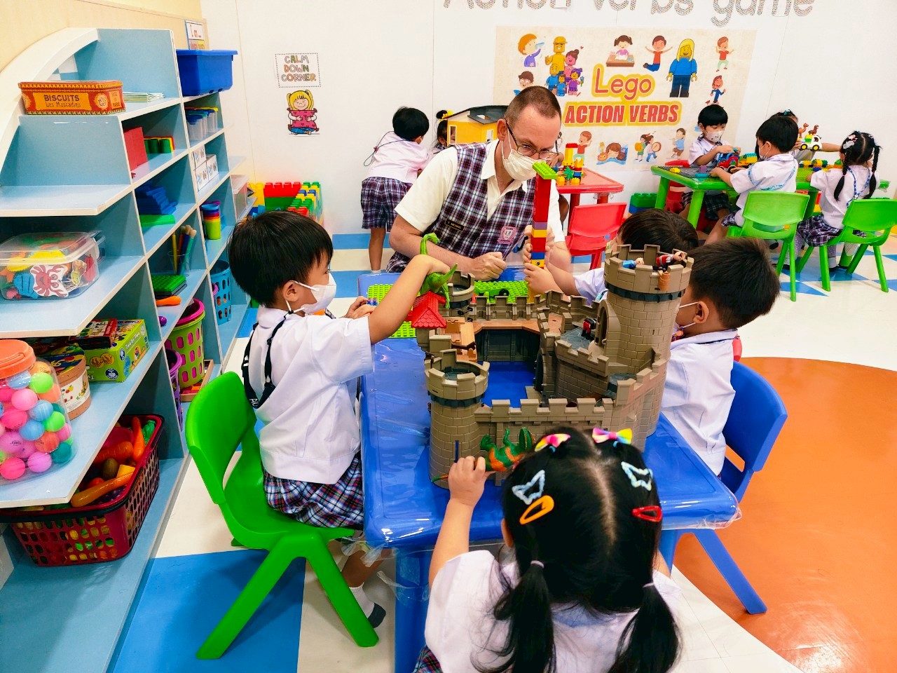LEGO construction activity in English-medium classroom